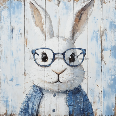 Easter Sign, Bunny with Glasses, DCO-12900, Sign For Wreath, 10x10